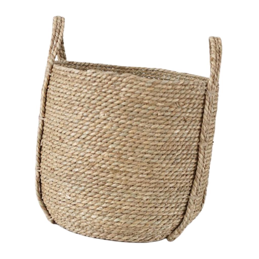 Max Natural Straw Woven Flower Pot Basket Green Plant Holder Cloth Hamper M