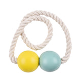 Max 1 Pair Magnetic Wooden Beads Window Curtain Tie Back Yellow + Blue