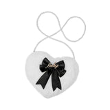 Maxbell heart Shaped Girls Plush Single Shoulder Bag Shopping Bag Stylish Black Bowknot