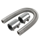 Maxbell 610mm 24" Polished Aluminum Flex Radiator Hose Kit w/ End Caps Upper & Lower