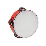 Maxbell Wooden Handheld Tambourines Metal Jingles Percussion for Church Party Adults 6inch Red
