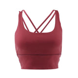 Max Yoga Seamless Strappy Bralette Sports Bra Padded Workout Tank Top Brick Red
