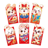 Maxbell 6 Pieces Chinese New Year Red Envelopes Chinese Hongbao Paper for Party Style A