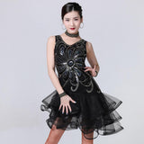 Max Sexy Halter Sequined Mesh Dance Skirt  L Black