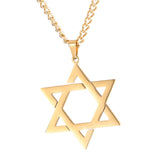 Maxbell Maxbell Star of David Necklace Unisex Fashion 23inch Punk for Men Women Couples Aureate