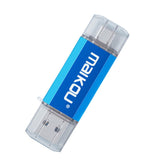 Maxbell Portable 3 in 1 64GB USB 3.0 Flash Drive Type-C&Micro USB Memory Stick Blue
