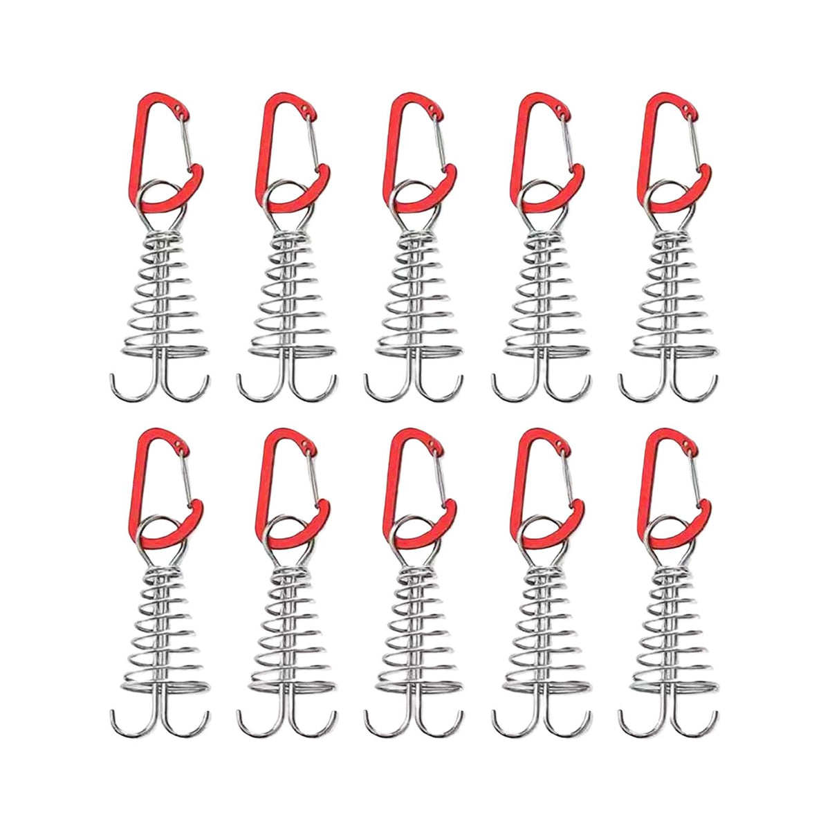 Maxbell 10Pcs Tent Stakes Deck Anchor Peg Spring Buckle Tent Accessories for Outdoor Red