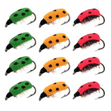 Maxbell Lifelike Ladybug Fly Lure Durable Hooks Sturdy for Streams Fishing Outdoor 12 Piece
