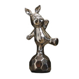 Maxbell Handmade Resin Animal Figurine Ornaments Electroplating Artwork Versatile Rabbit on Football