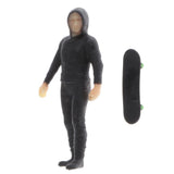 Max 1:64 Figures Diorama Skater Boy with Skateboard Miniature Model  Black