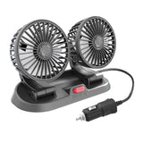 Maxbell Dual Head Car Fan Quiet Air Circulator Five Fan Blades Fit for Car SUV USB