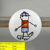 Max Maxb Cartoon Ceramic Single Hole Round Wardrobe Kitchen Door Knob Skater Boy