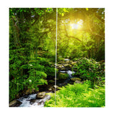 Max Maxb Charming Scenery Printed Window Curtains Drapes Sunny Forest