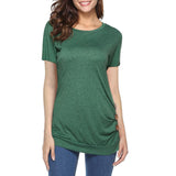 Maxbell Women Casual Button T-Shirts Summer Short Sleeve Loose Blouse Tops S Green