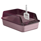 Maxbell Cat Litter Box Litter Tray Open Top Semi Enclosed Durable 18L Large Capacity Pink