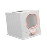 Maxbell High Capacity Cat Litter Box Toilet Washroom Full Closed with Shovel Large Pink