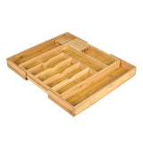Maxbell Expandable Bamboo Cutlery Tray Storage Dividers Organizer Drawer Storage Box 9 Slot
