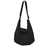 Maxbell messenger Bag High Capacity Reusable Canvas Tote for Gift Shopping Women Black
