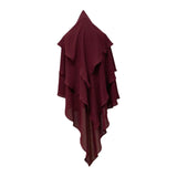 Maxbell Elegant Women Hijab Lightweight Solid Color Breathable Wrap Red