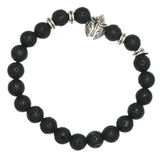 Max Unisex Black Lava Stone Beaded Charm Bracelet Bangles Jewelry Helmet