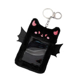 Maxbell Cartoon Plush Photo Card Holder Animal with Keychain for Birthday Gift Black