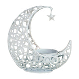 Maxbell Metal Candlestick Eid Mubarak Mantel Party Livingroom Tealight Candle Holder White