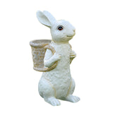 Maxbell Easter Bunny Statue Flowerpot Resin Outdoor Ornament for Courtyard Versatile White