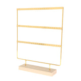 Maxbell Jewelry Earring Holder Organizer 3 Tier with Wooden Base for NightStand Shop Golden