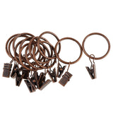 Max 12 Pieces Metal Curtains Drapery Rings with Clips Copper 32mm