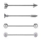 Max Maxb 4 Pieces Stainless Steel Industrial Barbell Earrings Silver