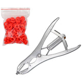 Maxbell Animal Castration Pliers with 100 Pieces Rubber Rings for Lambs Piglets Stainless steel