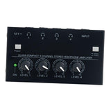 Maxbell Headphone Amplifier 4 Channels 4Pcs 1/4" TRS Audio Input for Studio Mixing