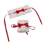 Maxbell Anime Maid Cosplay Accessories Lolita Hand Sleeve Wrist Cuffs for Wedding Red