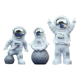 Maxbell 3Pcs Astronaut Statues Spaceman Ornaments for Cake Topper Decoration Crafts Argent