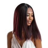 Maxbell Natural Middle Part Wig Synthetic Long Straight Hair For Woman Ombre 03