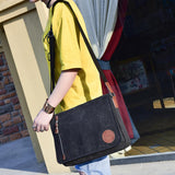 Maxbell Men Women Canvas Travel Hiking Satchel School Shoulder Messenger Bag Black