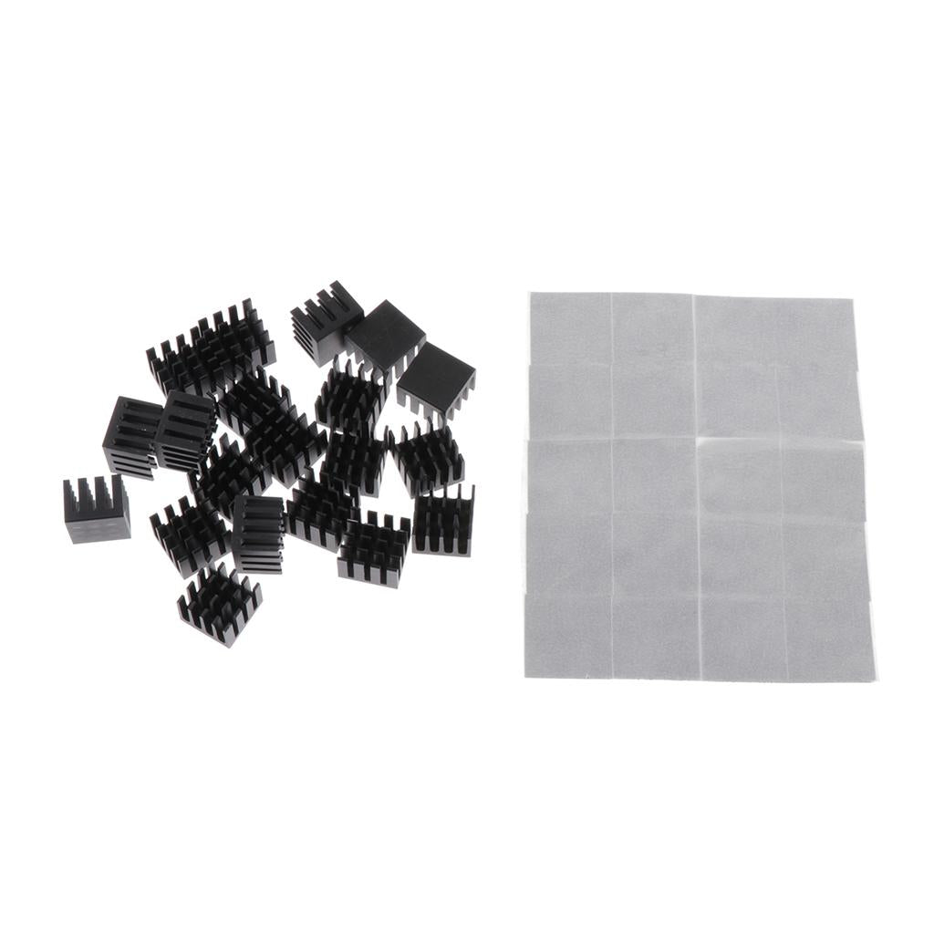 Max 20 Pieces Aluminum Radiators Heat Sinks 14x14x11mm Pre-applied Thermal Tape