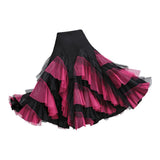 Max Flamenco Ballroom Waltz Dance Big Swing Skirt Womens Modern Costumes Black Rose Red