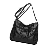 Maxbell Fashion PU Leather Shoulder Bag Travel Bag Shopping Bag Adjustable Vacation Black