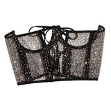 Maxbell Fashion Women Lace up Corset Waist Cincher Wide Belt for Costume Christmas Black