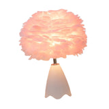 Maxbell Feather Shade Table Lamp Night Light NightStand Lamp for Bedside Decoration Pink