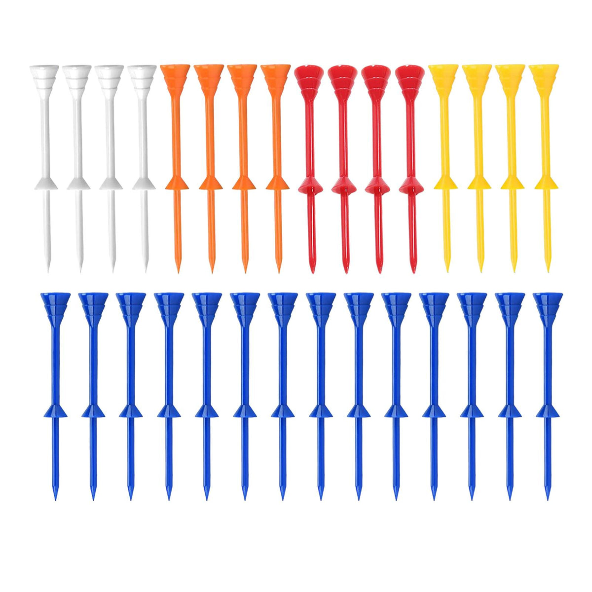 Maxbell 30Pcs Golf Tees Reusable Low Resistance Hitting Plastic Ball Holder Beginner 45mm