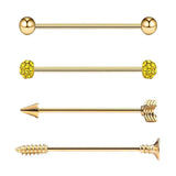 Max Maxb 4 Pieces Stainless Steel Industrial Barbell Earrings Gold
