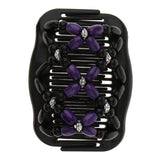 Maxbell Elastic Double Hair Comb with Wooden Bead Easy Hair Clip Hair Jewelry Purple