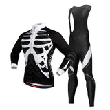 Maxbell Bike Bicycle Cycling Long Jersey T Shirt Top with Bib Pants Set Skeleton XXL