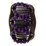 Maxbell Stretch Magic Combs Beaded Hairpin Bow Hair Head Comb Cuff Double Clip Purple