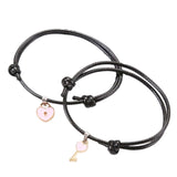 Maxbell Heart Decor Matching Bracelets Set for Women Men Delicate Accessory Pink