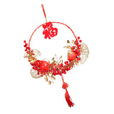 Maxbell Spring Festival Decor Red Berries Flower Wreath Chinese New Year Decorations 35cm
