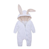 Maxbell Cotton Big Ear Bunny Zipper Jumpsuit Climbing Clothes White (6-9 Months)