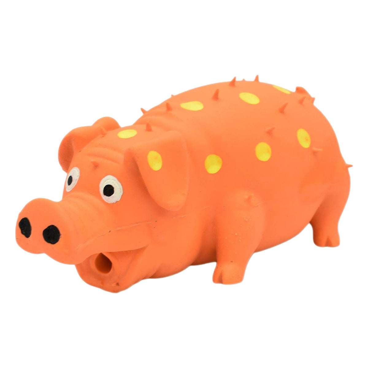 Maxbell Dog Chew Toy, Pet Interactive Durable Rubber Grunting Pig Squeaky Dog Toy Orange